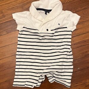 Janie and Jack White and Navy Striped One Piece